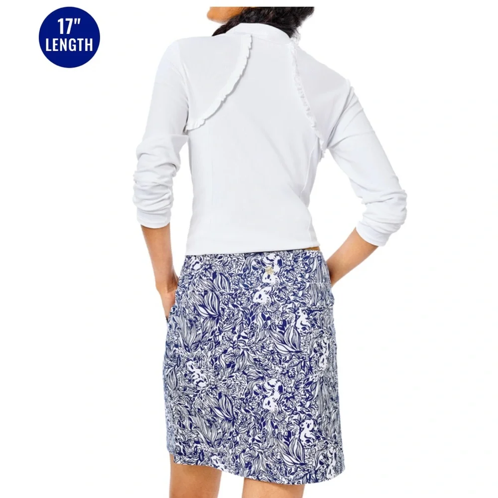 New Lilly Pulitzer Luxletic High Tide Print Monica 17" Skort Size 4 Stretch - Picture 3 of 4